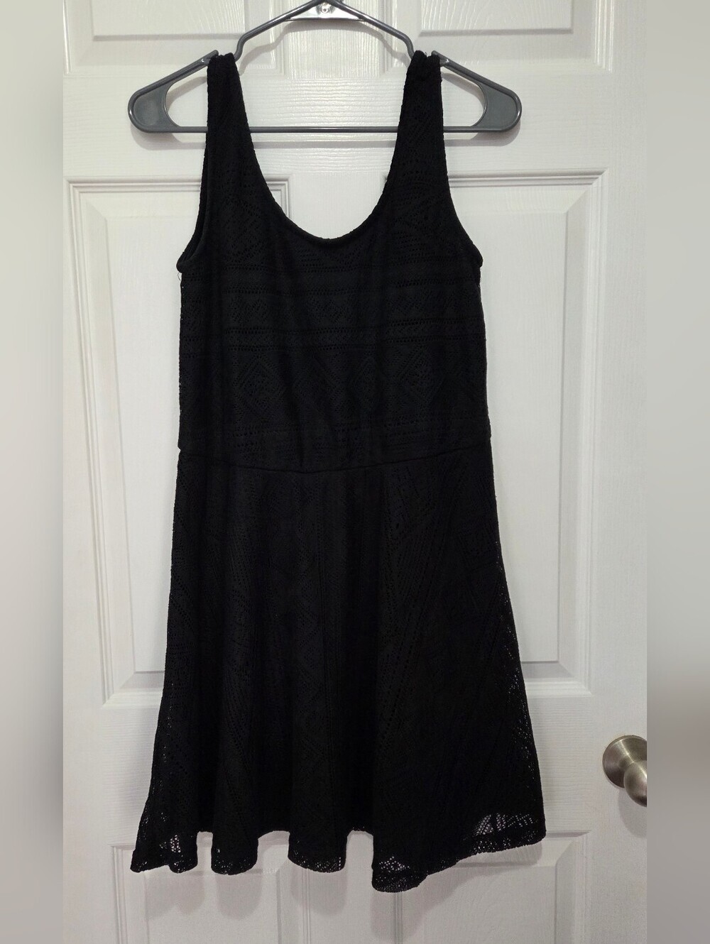 Cotton On Black Crochet Lace Sleeveless Fit-and-Flare Mini Dress Size Medium